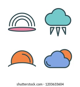 cloudy icon set. vector set about rainbow, cloud and sunset icons set.