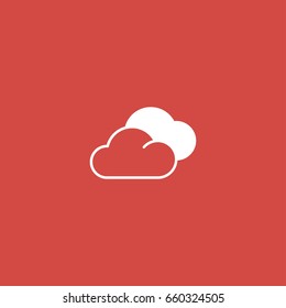 cloudy icon. sign design. red background