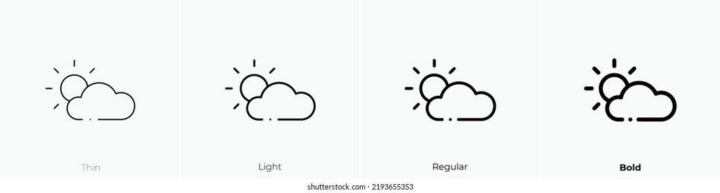 cloudy icon. Thin, Light Regular And Bold style design isolated on white background