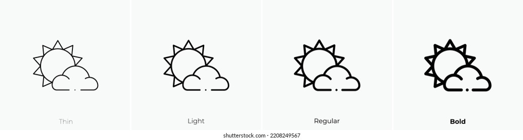 cloudy icon. Thin, Light Regular And Bold style design isolated on white background