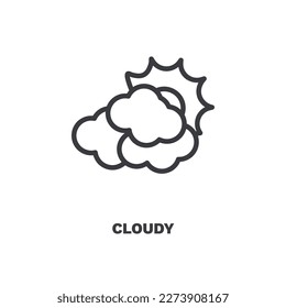 cloudy icon. Thin line cloudy icon from travel and trip collection. Outline vector isolated on white background. Editable cloudy symbol can be used web and mobile