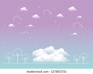 cloudy landscape isolated icon