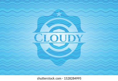 Cloudy light blue water style emblem. Vector Illustration. Detailed.