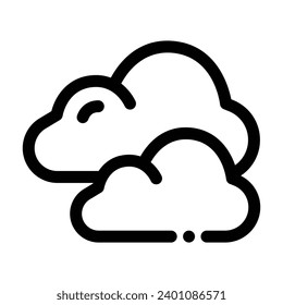 Cloudy Line Icon - Single Icon, Vector