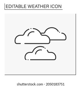 Cloudy Line Icon. Sky Covered By Clouds. Overcast Weather. Partly Cloudy. Weather Forecast. Weather Concept. Isolated Vector Illustration. Editable Stroke