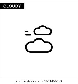 Cloudy line icon and solid vector sign, linear outline logo design illustration on white backround weather concept