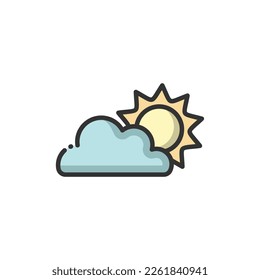 Cloudy Lineal Color Icon Vector Illustration - Spring Season Icon Concept.