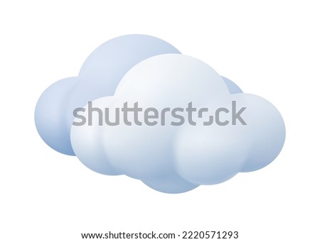 Cloudy meteorological condition, isolated weather forecast icon. Visible mass of condensed water vapor. Vector in three dimensional 3d, realistic style