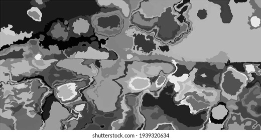 Sombras Monocromas nubladas Sencillamente Sucias. Impresión de vectores Gris Metálicos Tirados. Patrón de Arte Moderno y Gris paisajístico. Retro Detalles De La Ilustración De Arte De Color De Agua Plata. Gris suave.