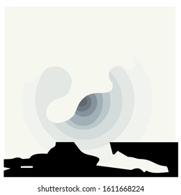 cloudy moon. abstract concept paper cut background