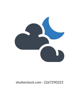 Cloudy moon icon. Illustration isolated on white background