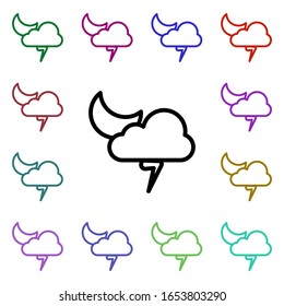 Icono de estilo multicolor de la tormenta nubosa. Línea delgada simple, contorno vectorial de iconos meteorológicos para ui y ux, sitio web o aplicación móvil