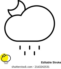 Cloudy Moon Vector Line Icon