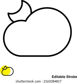 Cloudy Moon Vector Line Icon