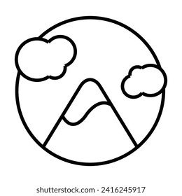 cloudy mountains vector nature line solid icon logo art landscapes. illustration design hand draw web 