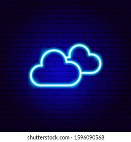 Cloudy Neon Sign. Vector Illustration of Metcast Promotion.