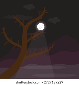 Noite nublada, fundo da natureza escura, design de ilustração vetorial
