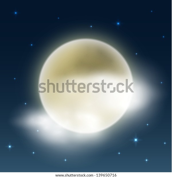 Cloudy night with full moon - weather illustration\
- eps10