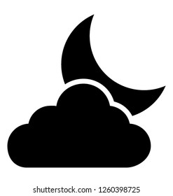 Cloudy night glyph icon