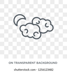 Cloudy night icon. Cloudy night design concept from Weather collection. Simple element vector illustration on transparent background.