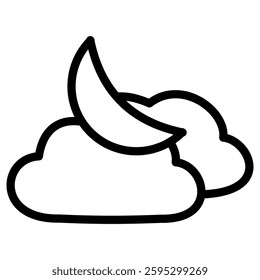 Cloudy night icon design. Symbol of cold, winter, snow, ice, and weather. Vektor on white background.