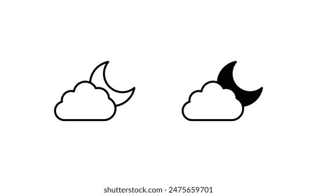 Cloudy Night icon design with white background stock illustration