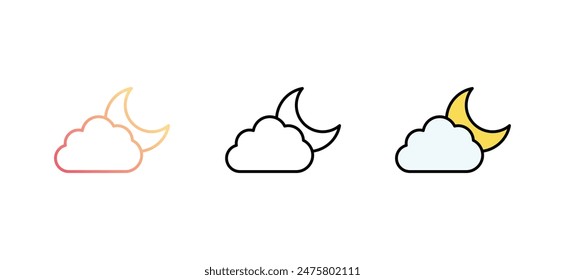 Cloudy Night icon design with white background stock illustration