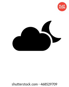 Cloudy night Icon Flat Style Isolated Vector Illustration