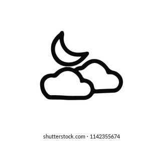 cloudy night icon hand drawn design illustration,designed for web and app