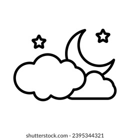 Cloudy Night icon isolate white background vector stock illustration