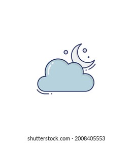 cloudy night Icon Isolated On White Background
