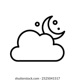 cloudy night icon. Outline style design isolated on white background