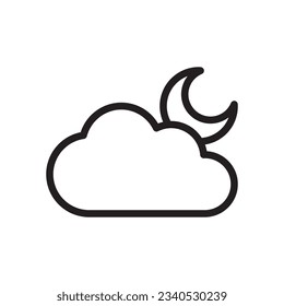 Icono De Noche Nublado En El Vector De Diseño De Moda Eps 10, Estroque Editable