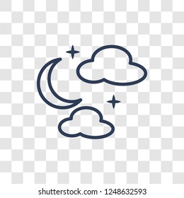 Cloudy night icon. Trendy linear Cloudy night logo concept on transparent background from Weather collection