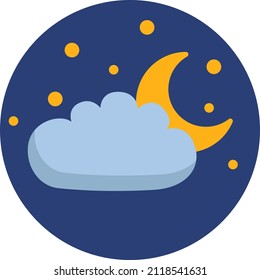 Noche nublada, ilustración, vector sobre un fondo blanco.