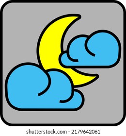 Noche nublada, ilustración, vector sobre un fondo blanco.
