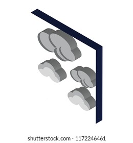 Cloudy night isometric left top view 3D icon