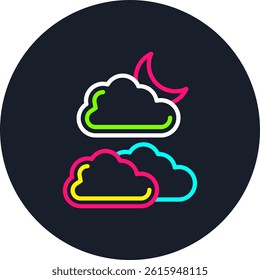 Cloudy Night Line Multi Colour Circle