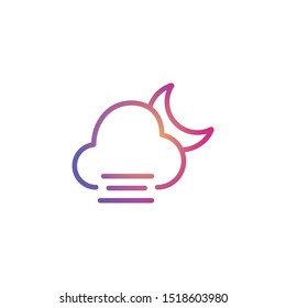 Cloudy night  - Line Vector Icon