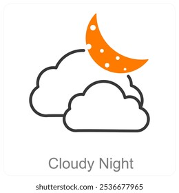 Noite nublada e conceito de ícone da natureza
