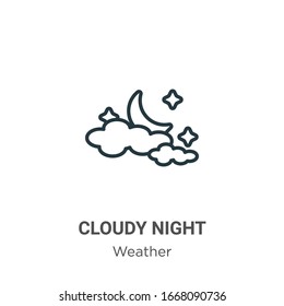 Cloudy night outline vector icon. Thin line black cloudy night icon, flat vector simple element illustration from editable weather concept isolated stroke on white background