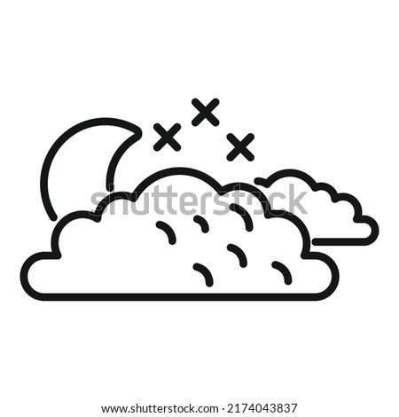 Cloudy night sky icon outline vector. Meteo forecast. Night storm