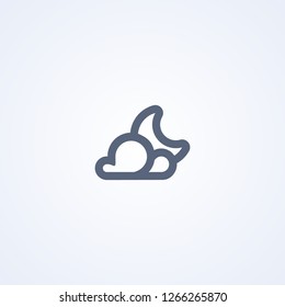 Cloudy night, vector best line icon on white background , EPS 10