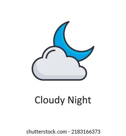 Cloudy Night vector filled outline Icon Design illustration. Miscellaneous Symbol on White background EPS 10 File