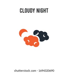 Cloudy night vector icon on white background. Red and black colored Cloudy night icon. Simple element illustration sign symbol EPS