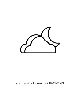 Icono de Vector nocturno nublado. Estilo de línea de iconos de Clima. Uso perfecto para logotipo, presentación, Sitio web y más. Estilo de diseño de contorno de iconos moderno