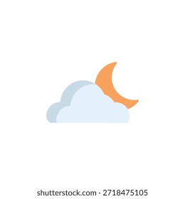 Cloudy night vector icon. Weather icon flat style. perfect use for logo, presentation, website, and more. modern icon design color style