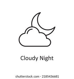Cloudy Night vector outline Icon Design illustration. Miscellaneous Symbol on White background EPS 10 File