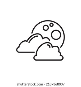 Cloudy Night vector Outline Icon Design illustration. Halloween Symbol on White background EPS 10 File