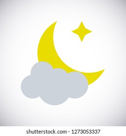Cloudy night vector weather forecast icon on a white background.